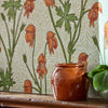 Monkshood wallpaper in Tangerine/Sage by Morris & Co