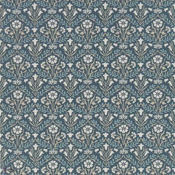 Morris Bellflowers behang in Indigo/Linen van Morris & Co