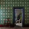 Montreal behang in Charcoal/Bronze van Morris & Co