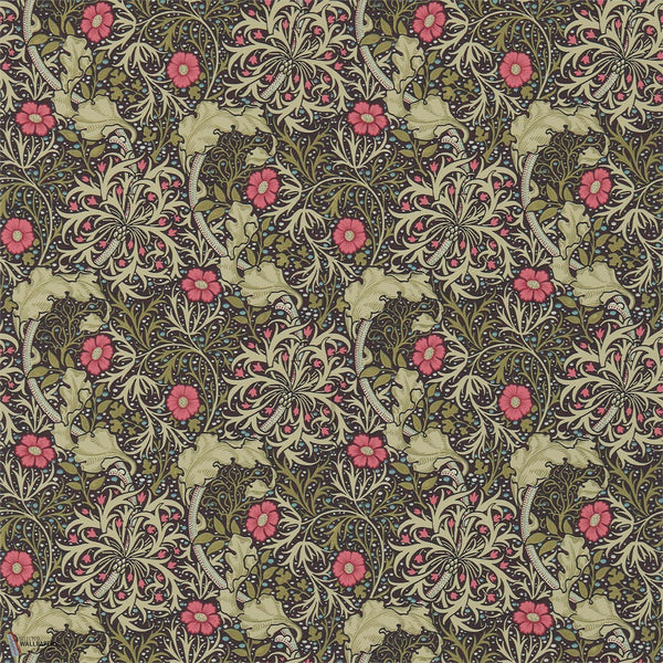 Morris Seaweed behang in Ebony/Poppy van Morris & Co