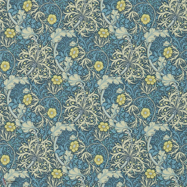 Morris Seaweed behang in Ink/Woad van Morris & Co