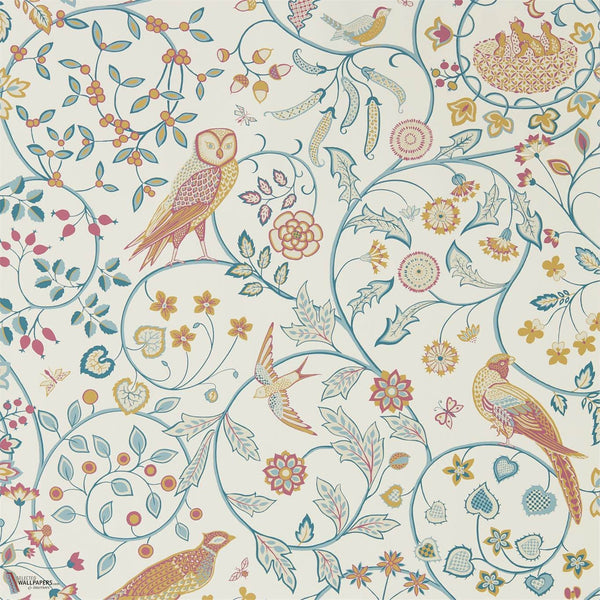 Newill wallpaper in Indigo Saffron by Morris & Co