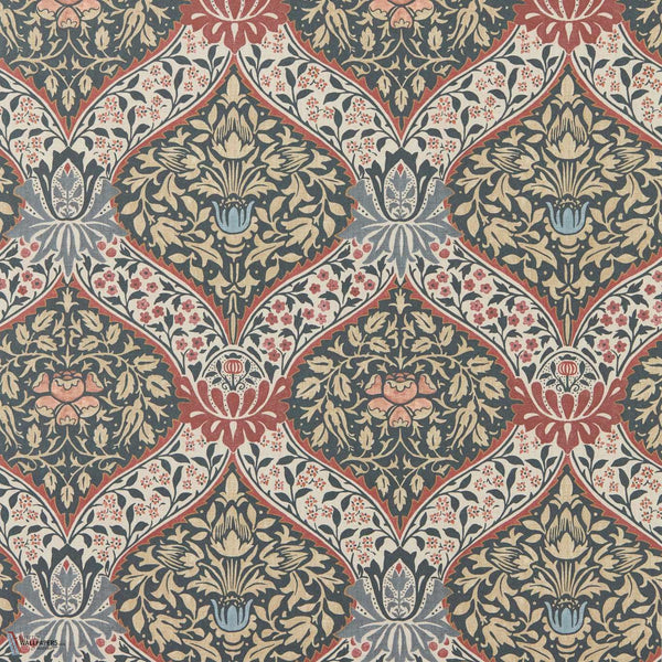 Norbury behang in Brick/Teal van Morris & Co