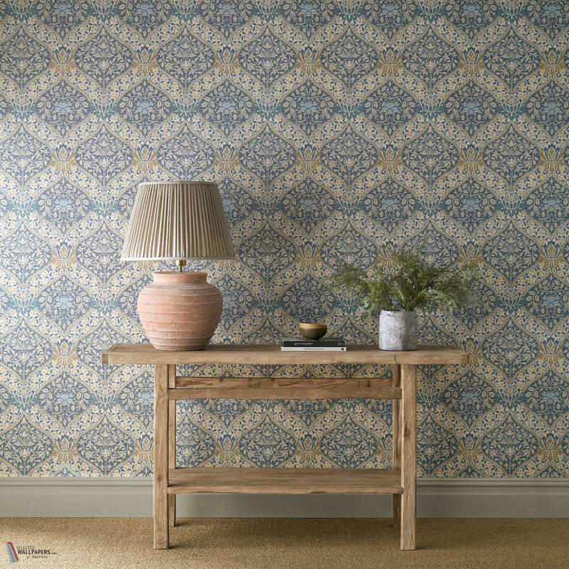 Norbury behang in Woad/Linen van Morris & Co