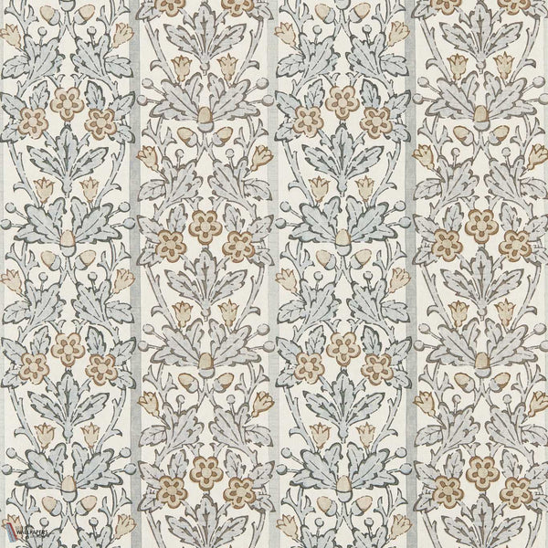 Oak & Blossom Tapete in Mineral Blue/Linen von Morris & Co