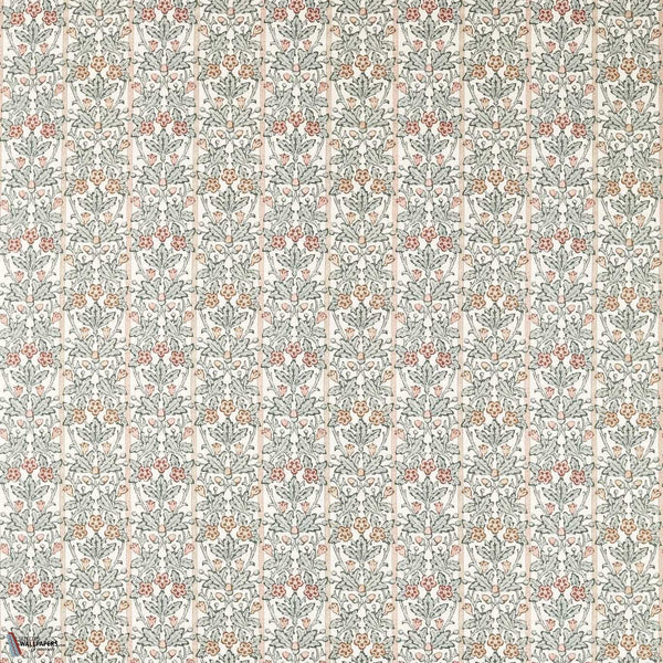 Oak & Blossom tessuto in Umber/Mineral Blue di Morris & Co
