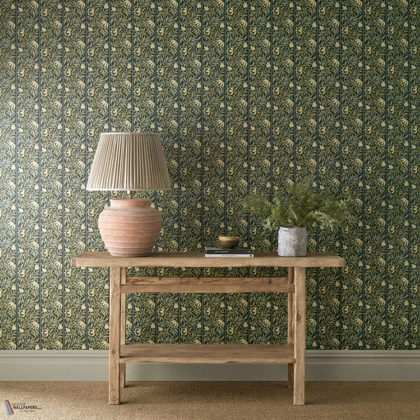 Peony Trellis wallpaper in Bayleaf/Slate by Morris & Co