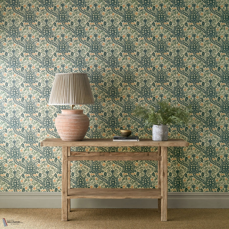 Persian Tulip wallpaper in Teal by Morris & Co