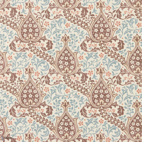 Persian Tulip wallpaper in Umber/Mineral Blue by Morris & Co