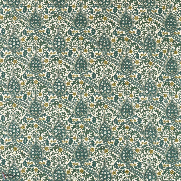 Persian Tulip Embroidery tissu en Evergreen de Morris & Co