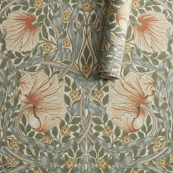 Pimpernel behang in Bayleaf/Chalk van Morris & Co