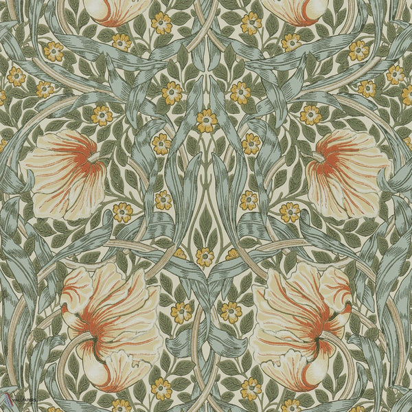 Pimpernel behang in Bayleaf/Chalk van Morris & Co