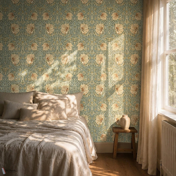 Pimpernel papier peint en Bayleaf/Chalk de Morris & Co