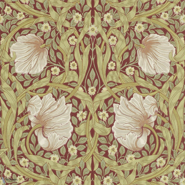 Pimpernel papier peint en Brick/Olive de Morris & Co