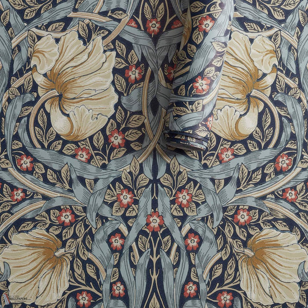 Pimpernel papier peint en Indigo/Hemp de Morris & Co