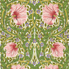 Pimpernel papier peint en Sap Green/Strawberry de Morris & Co