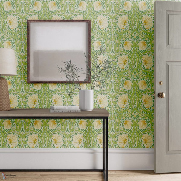 Pimpernel papier peint en Weld/Leaf Green de Morris & Co