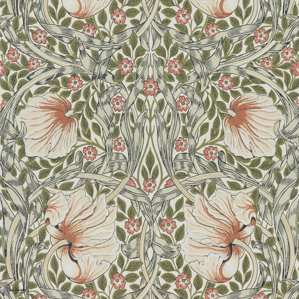 Pimpernel behang in Rose Cockle/Sage van Morris & Co