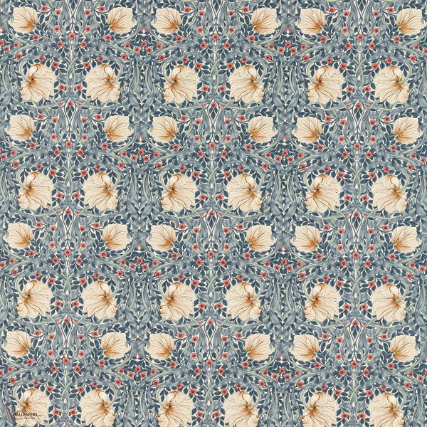 Pimpernel fabric in Woad/Coral by Morris & Co