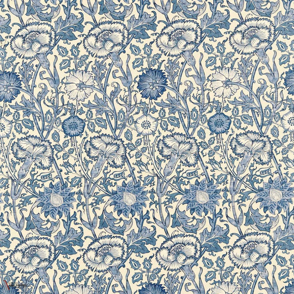 Pink & Rose Stoff in Vellum/Indigo von Morris & Co