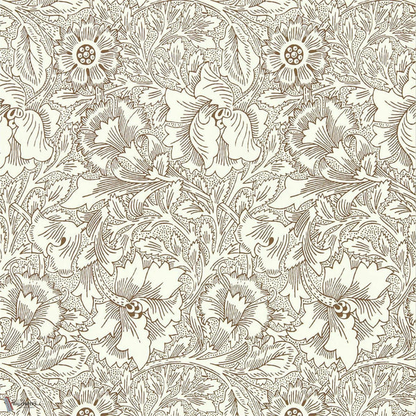 Poppy behang in Cream/Chocolate van Morris & Co