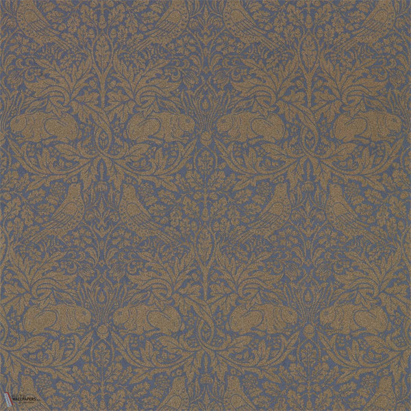 Pure Brer Rabbit wallpaper in Ink/Gold by Morris & Co