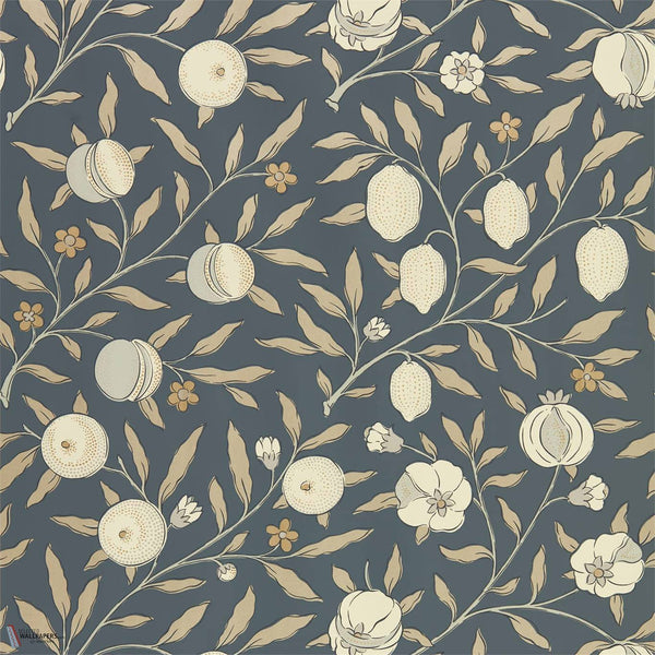 Pure Fruit behang in Black Ink van Morris & Co