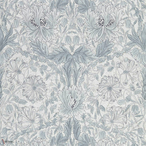 Pure Honeysuckle & Tulip behang in Cloud Grey van Morris & Co