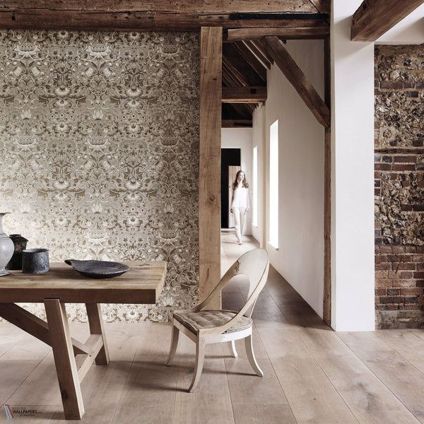 Pure Lodden behang in Charcoal/Gold van Morris & Co