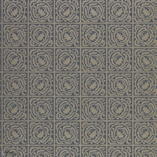 Pure Scroll behang in Black Ink van Morris & Co