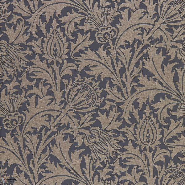Pure Thistle Tapete in Black Ink von Morris & Co