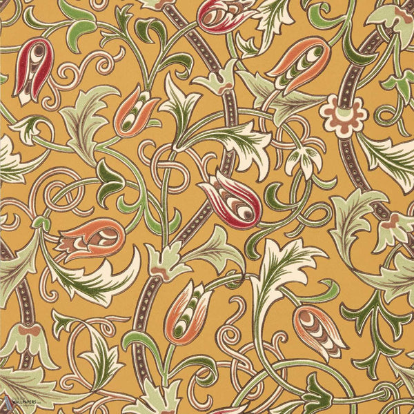 Scrolling Tulip wallpaper in Gold by Morris & Co