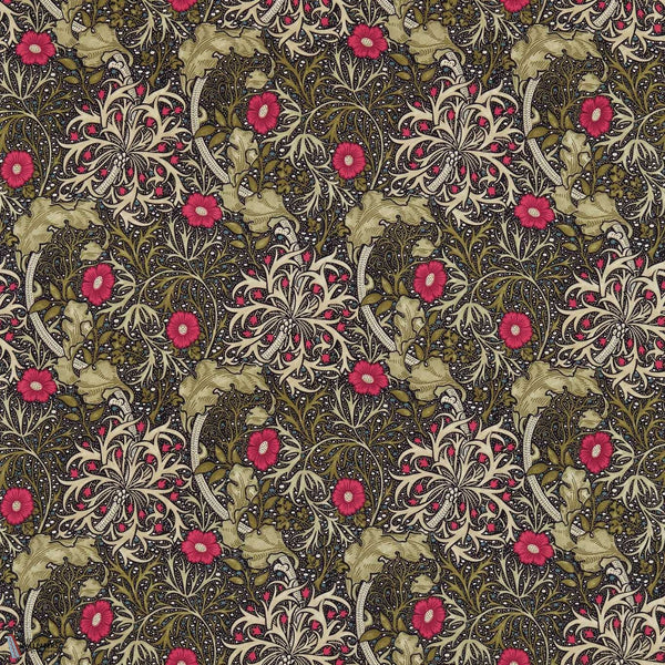 Seaweed tessuto in Ebony/Poppy di Morris & Co