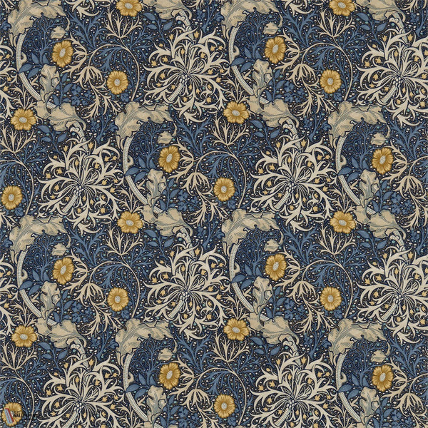 Seaweed tessuto in Ink/Woad di Morris & Co