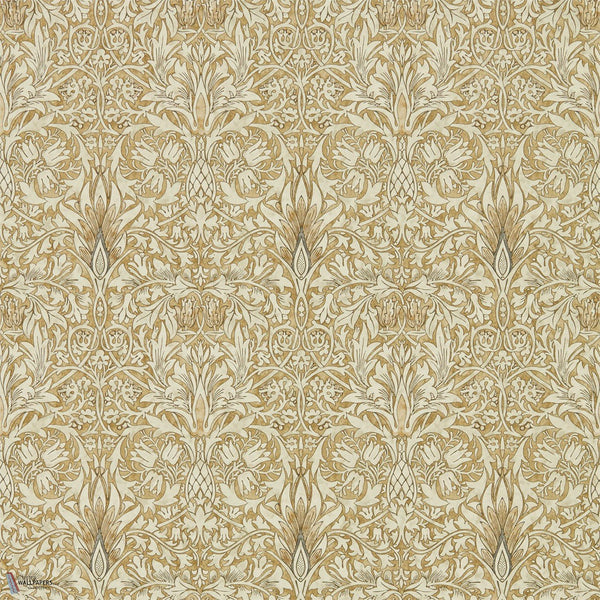 Snakeshead behang in Gold/Linen van Morris & Co