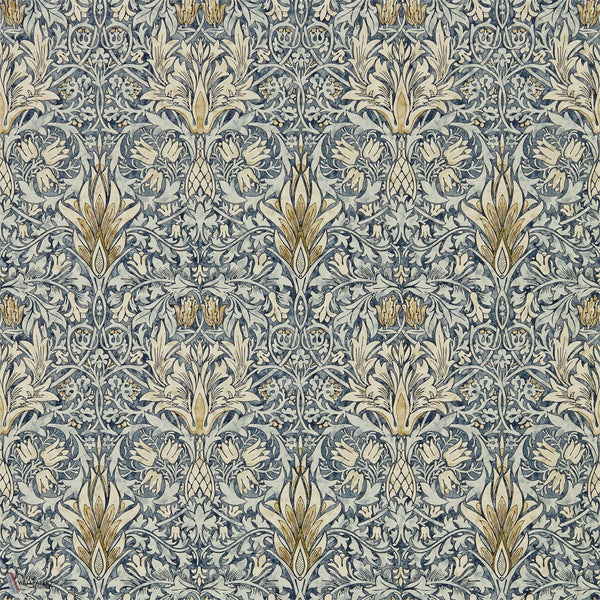 Snakeshead behang in Indigo/Cumin van Morris & Co