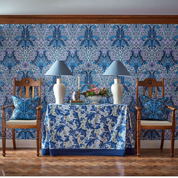 Spring Thicket wallpaper in Indigo/Lilac by Morris & Co