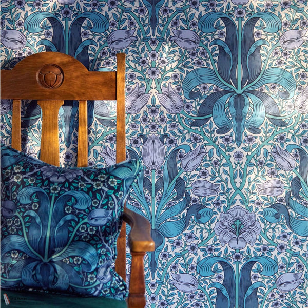Spring Thicket wallpaper in Indigo/Lilac by Morris & Co