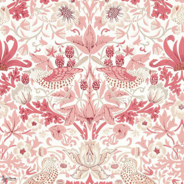 Strawberry Thief papel pintado en Madder de Morris & Co