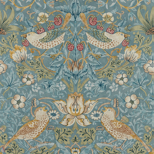 Strawberry Thief papel pintado en Slate/Vellum de Morris & Co