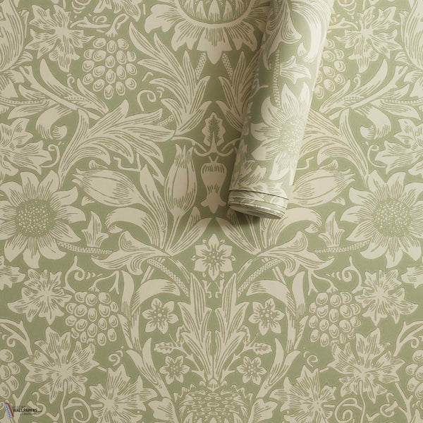 Sunflower wallpaper in Artichoke by Morris & Co