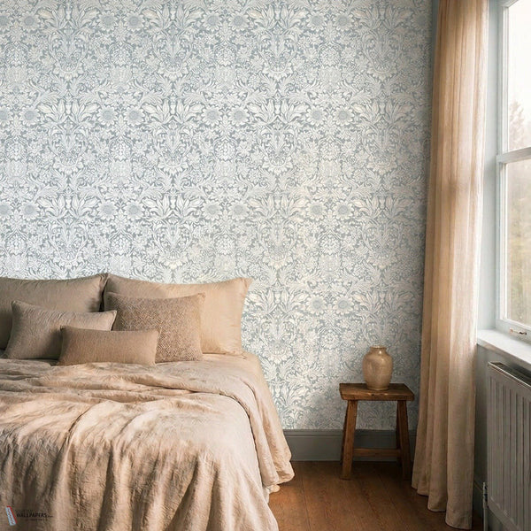 Sunflower wallpaper in Light Teal by Morris & Co
