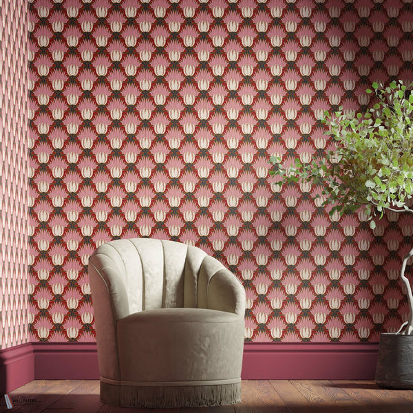 Tulip and Bird wallpaper in Amaranth & Blush by Morris & Co