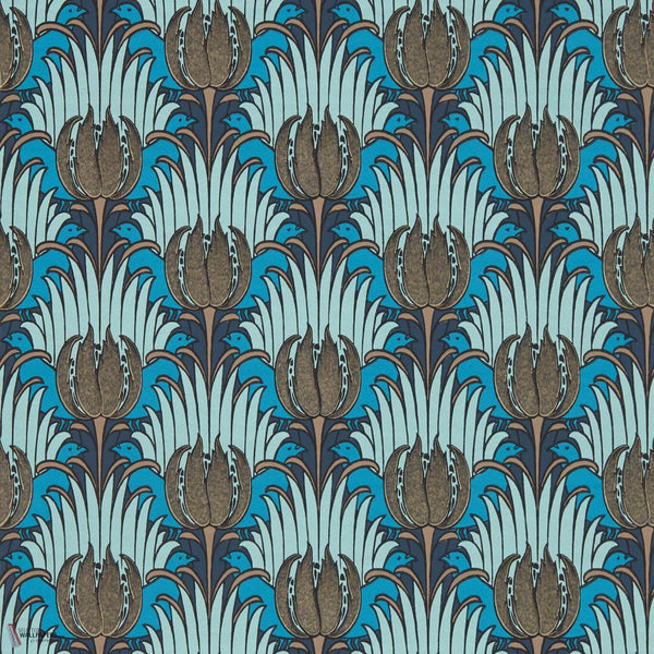 Tulip and Bird wallpaper in Opal & Seafoam by Morris & Co