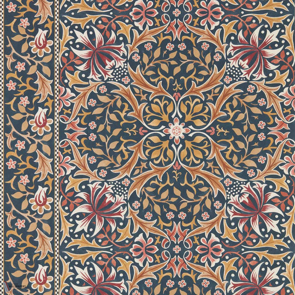 Walthamstow behang in Indigo/Gold van Morris & Co