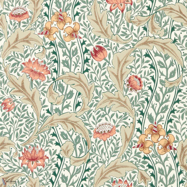 Wild Tulip & Vine Tapete in Coral/Teal von Morris & Co
