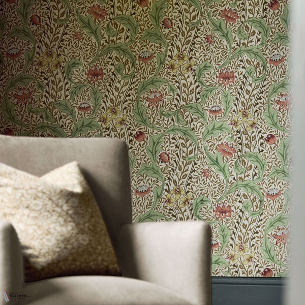 Wild Tulip & Vine Tapete in Rose/Linen von Morris & Co