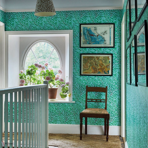 Willow Bough Tapete in Olive/Turquoise von Morris & Co