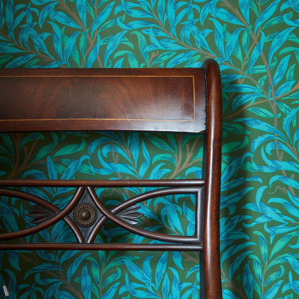 Willow Bough Tapete in Olive/Turquoise von Morris & Co