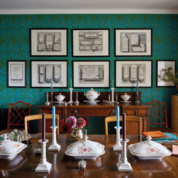 Willow Bough Tapete in Olive/Turquoise von Morris & Co